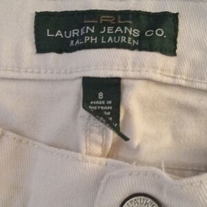 Lauren Jeans Co. LRL Ralph Lauren Cream Modern Straight Cropped JEANS. Size 8